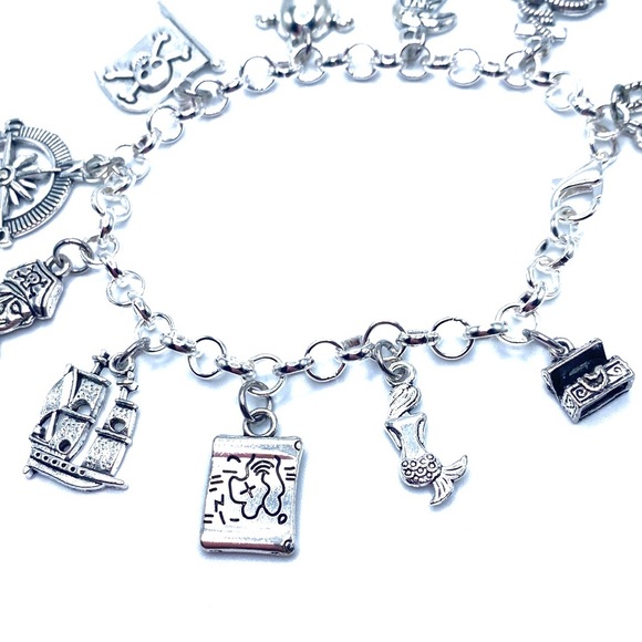 Pirate Charm Bracelet Skulls Treasures Ship Mermaid Charms - Picture 8 of 8
